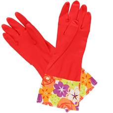 Перчатки хозяйственные удлиненные с манжетой, красный